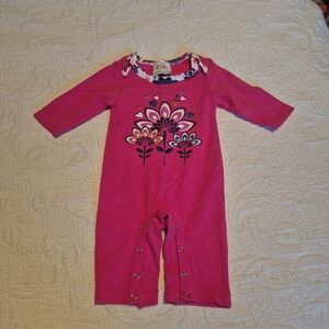 NK too girls 0-3 months pink printed design romper inseam snaps EUC